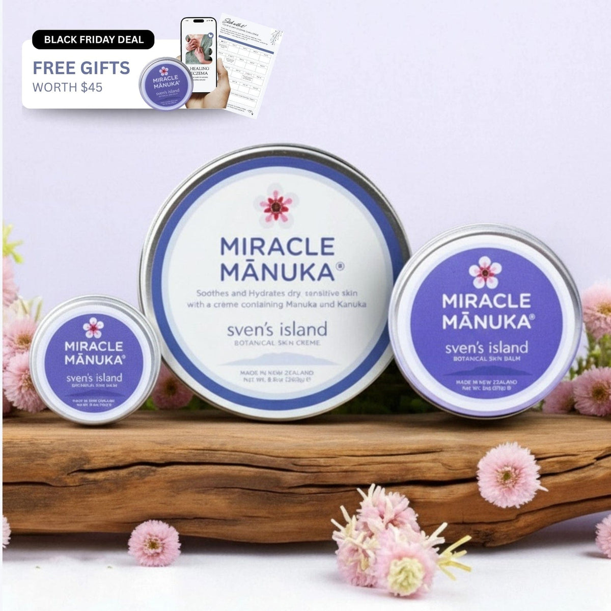 Sven's Island BODY 250g Cream + 55g Balm+ Free Gifts Eczema Soothe & Shield Bundle