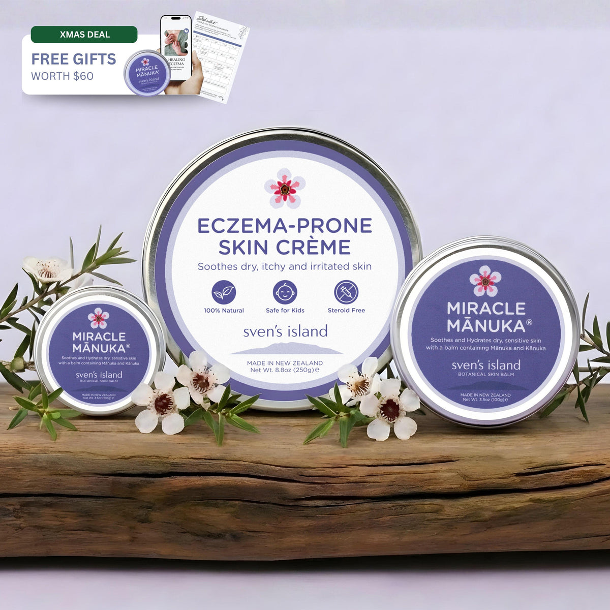 Sven's Island BODY 250g Cream + 55g Balm+ Free Gifts Eczema Soothe & Shield Bundle