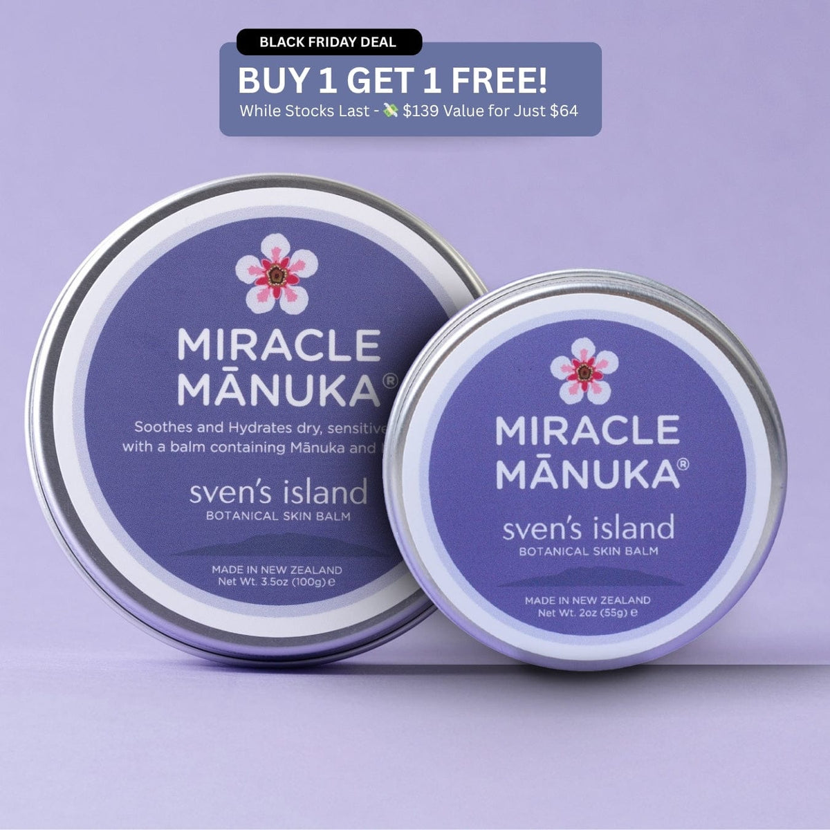 Sven's Island 1x 100g + 1x 55g Miracle Manuka 100g – Parent And Child Deal