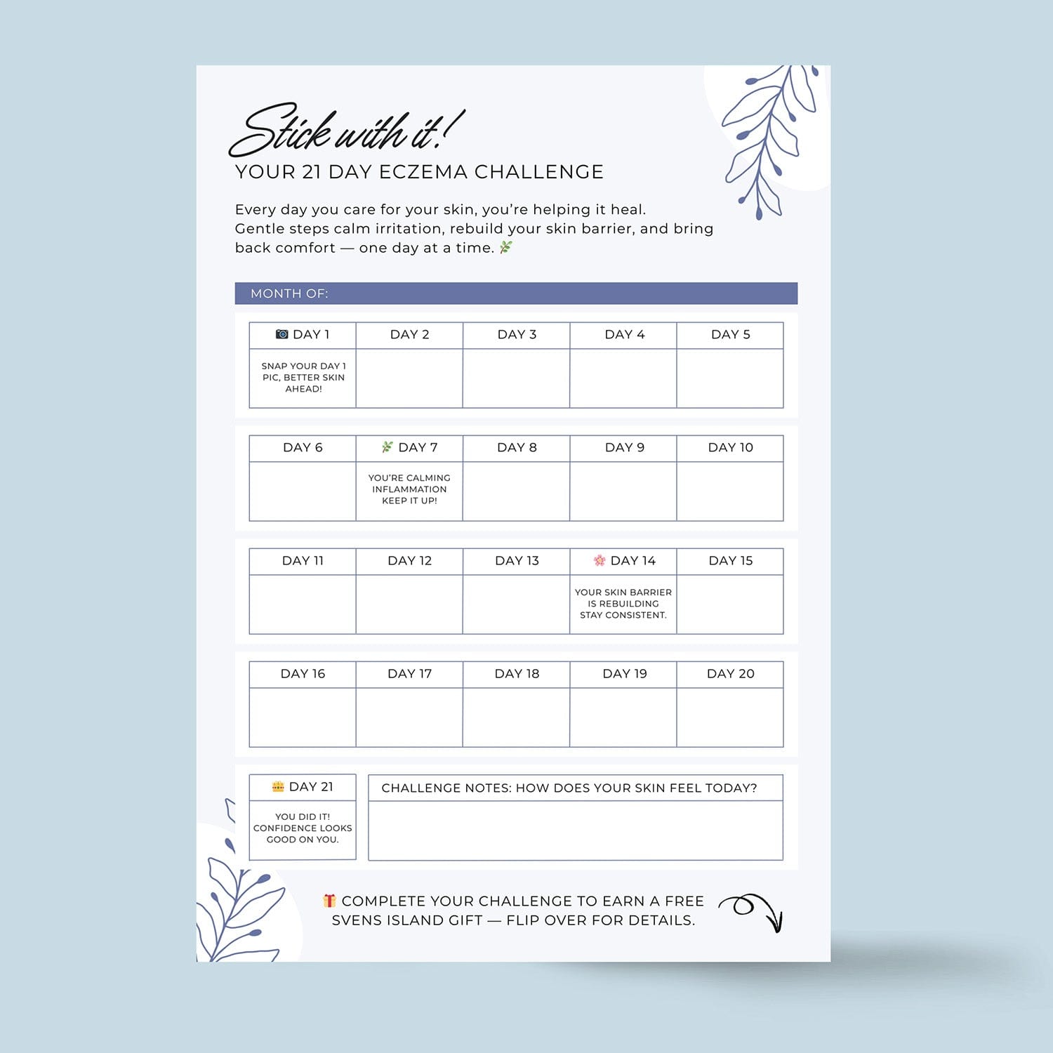 21-Day Eczema Challenge Tracker Printable